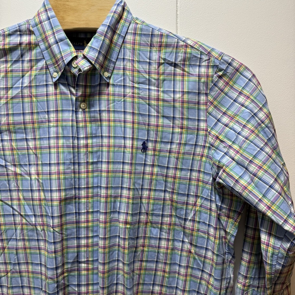 Ralph Lauren Shirt Colorful Plaid Button Down Mens‎ Size Large Long Sleeve